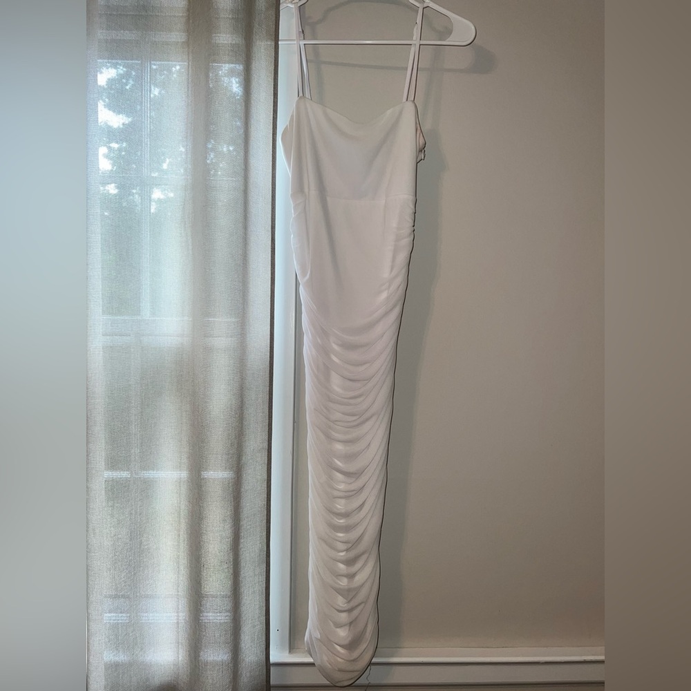 Showpo White Ruched Dress